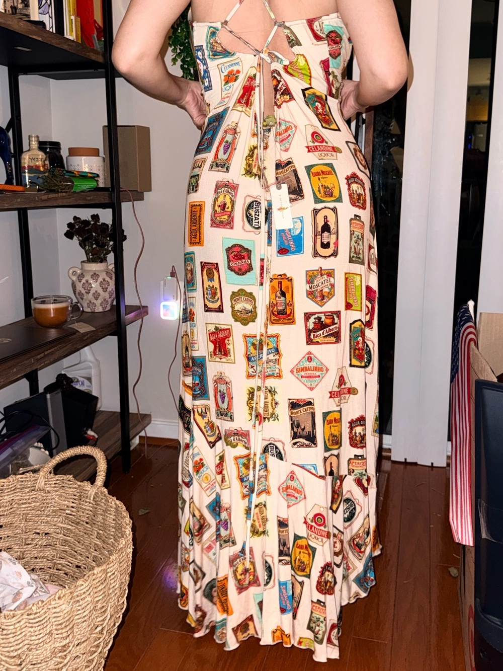 Anthropologie Celadine Beaded Scoop-Neck Dress with Vintage Label Print - Picture 9 of 16